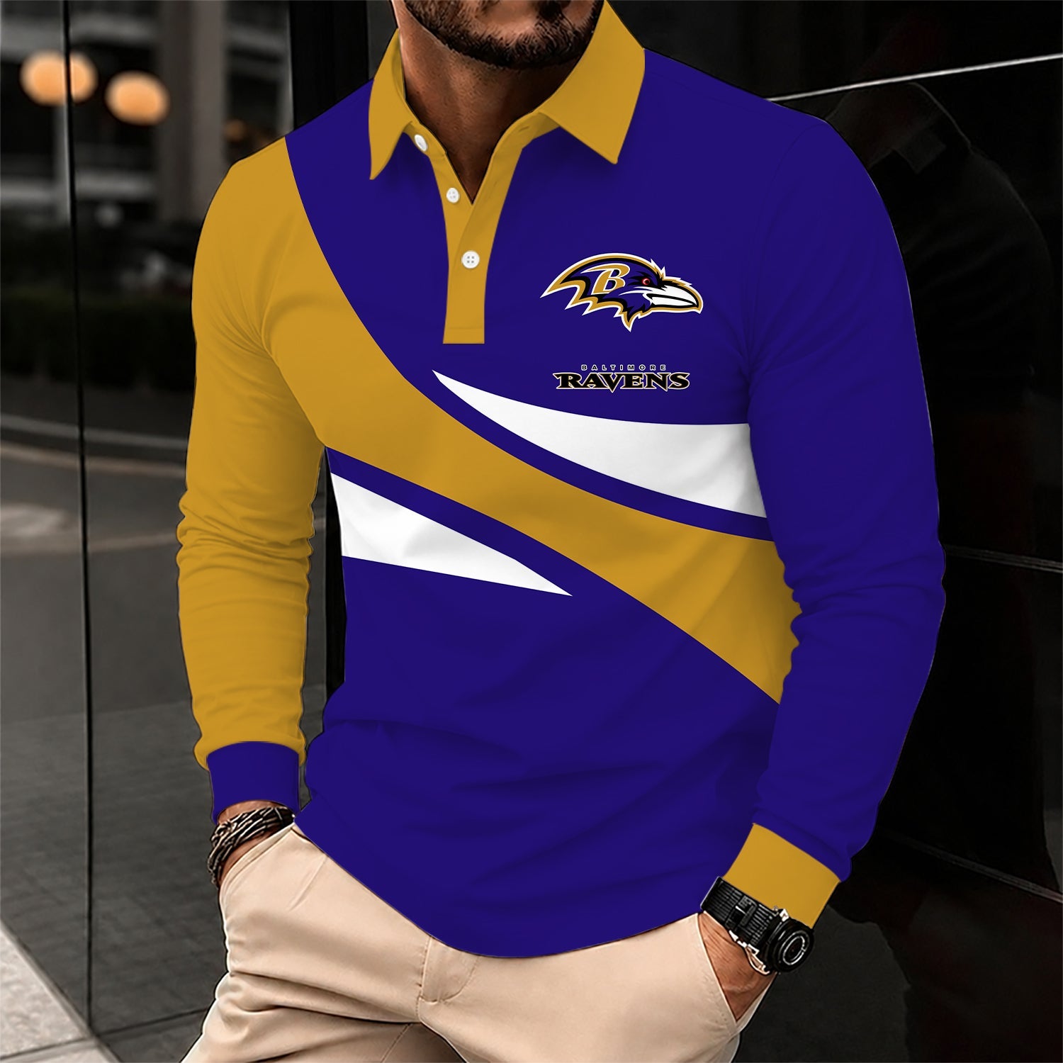 Limited Edition – Customized NFL Baltimore Ravens Long Sleeve Polo Shirt