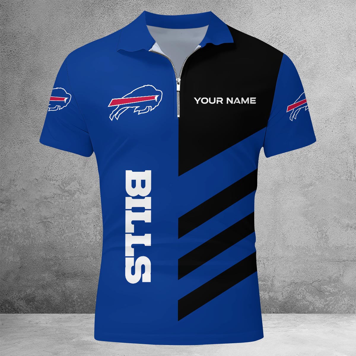 Limited Edition – Customized NFL Buffalo Bills Zip Polo Shirt - Image 2