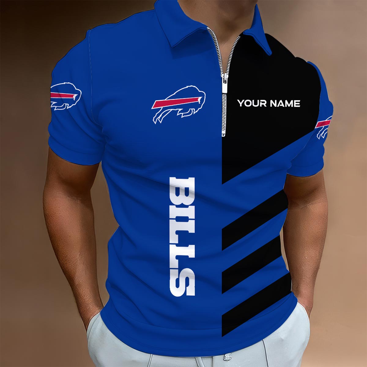 Limited Edition – Customized NFL Buffalo Bills Zip Polo Shirt