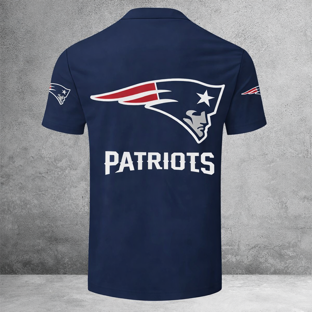 Limited Edition – Customized NFL New England Patriots Zip Polo Shirt - Image 3