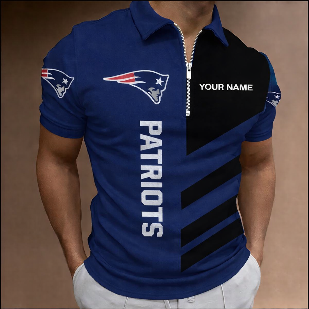 Limited Edition – Customized NFL New England Patriots Zip Polo Shirt