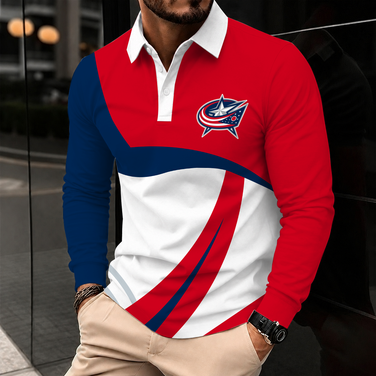 Limited Edition – Customized Nhl Columbus Blue Jackets Men Long Sleeve Polo Shirt
