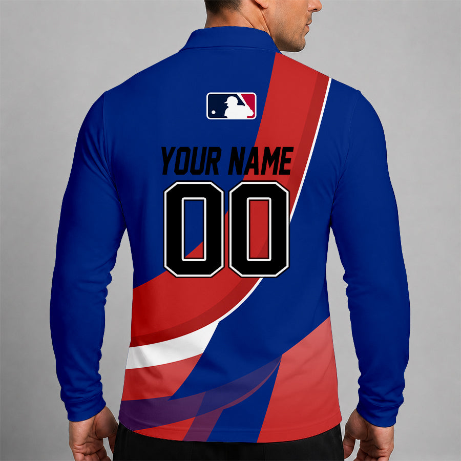 Limited Edition – Customized MLB Chicago Cubs Men’s Long Sleeve Polo Shirt - Image 2