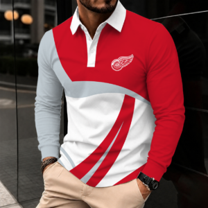 Limited Edition – Customized Nhl Detroit Red Wings Men Long Sleeve Polo Shirt