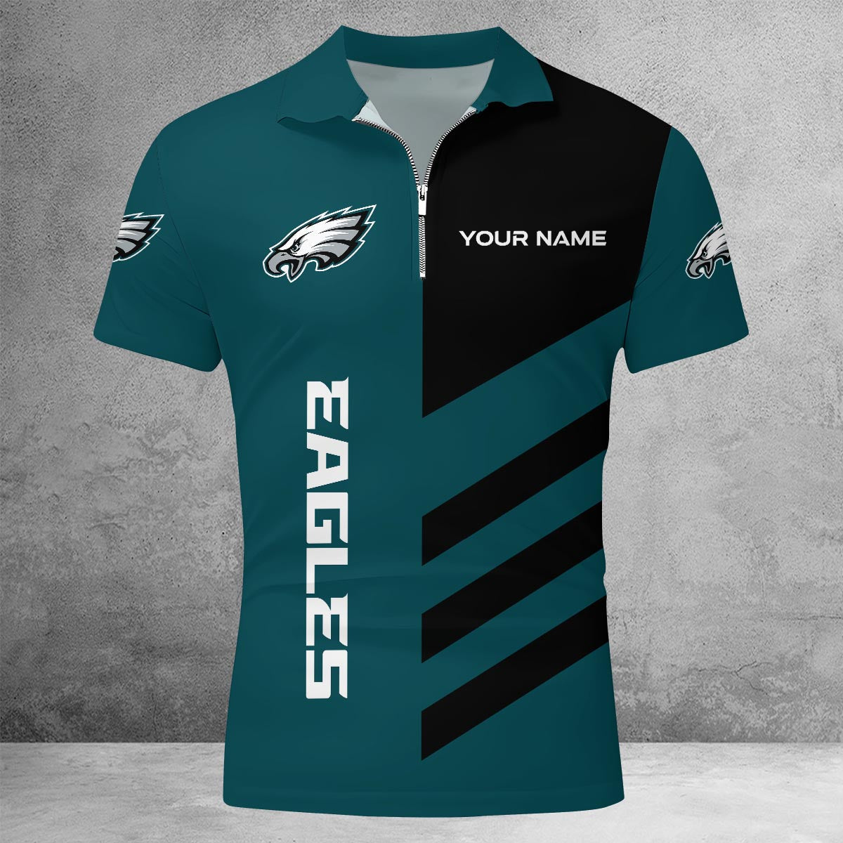 Limited Edition – Customized NFL Philadelphia Eagles Zip Polo Shirt - Image 2