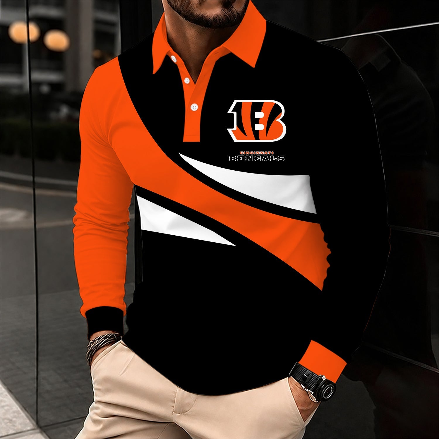 Limited Edition – Customized NFL Cincinnati Bengals Long Sleeve Polo Shirt