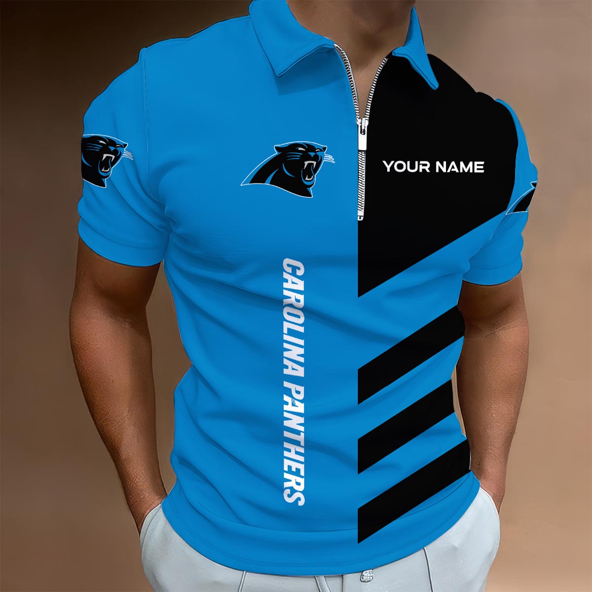 Limited Edition – Customized NFL Carolina Panthers Zip Polo Shirt