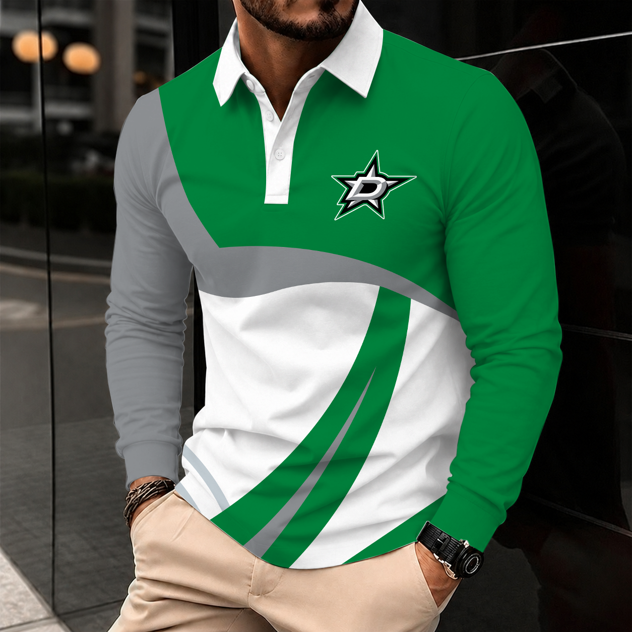 Limited Edition – Customized Nhl Dallas Stars Men Long Sleeve Polo Shirt