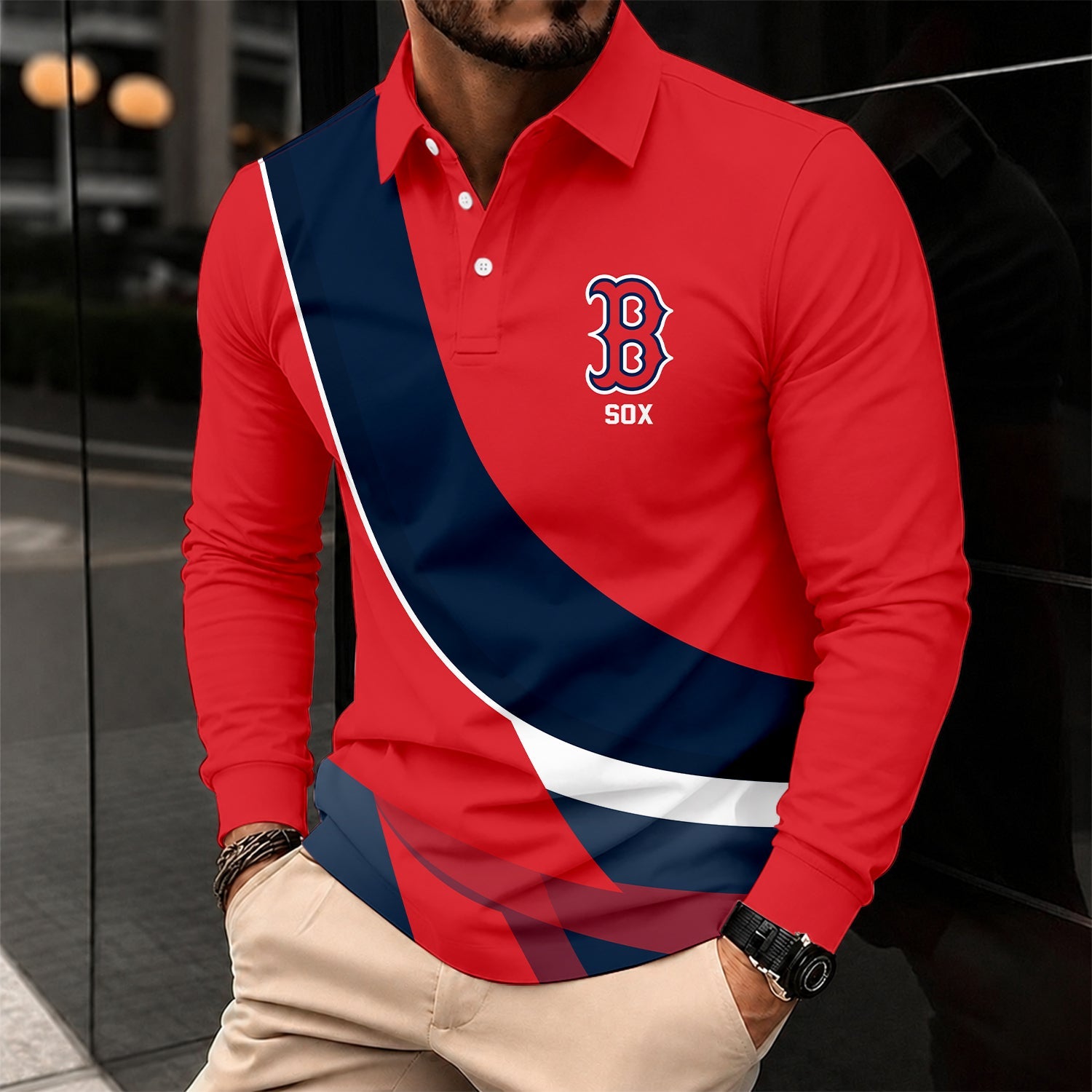 Limited Edition – Customized MLB Boston Red Sox Men’s Long Sleeve Polo Shirt
