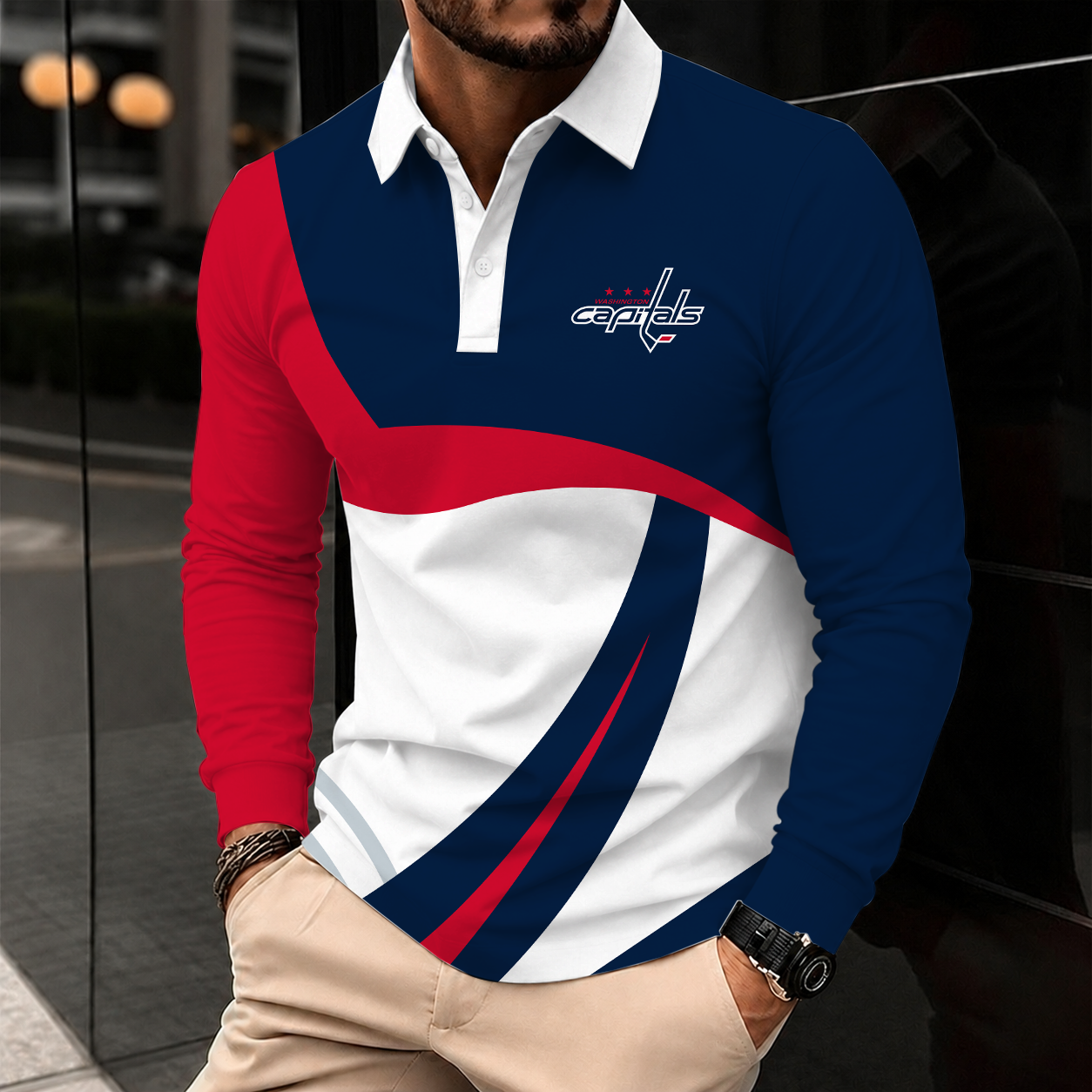 Limited Edition – Customized Nhl Washington Capitals Men Long Sleeve Polo Shirt