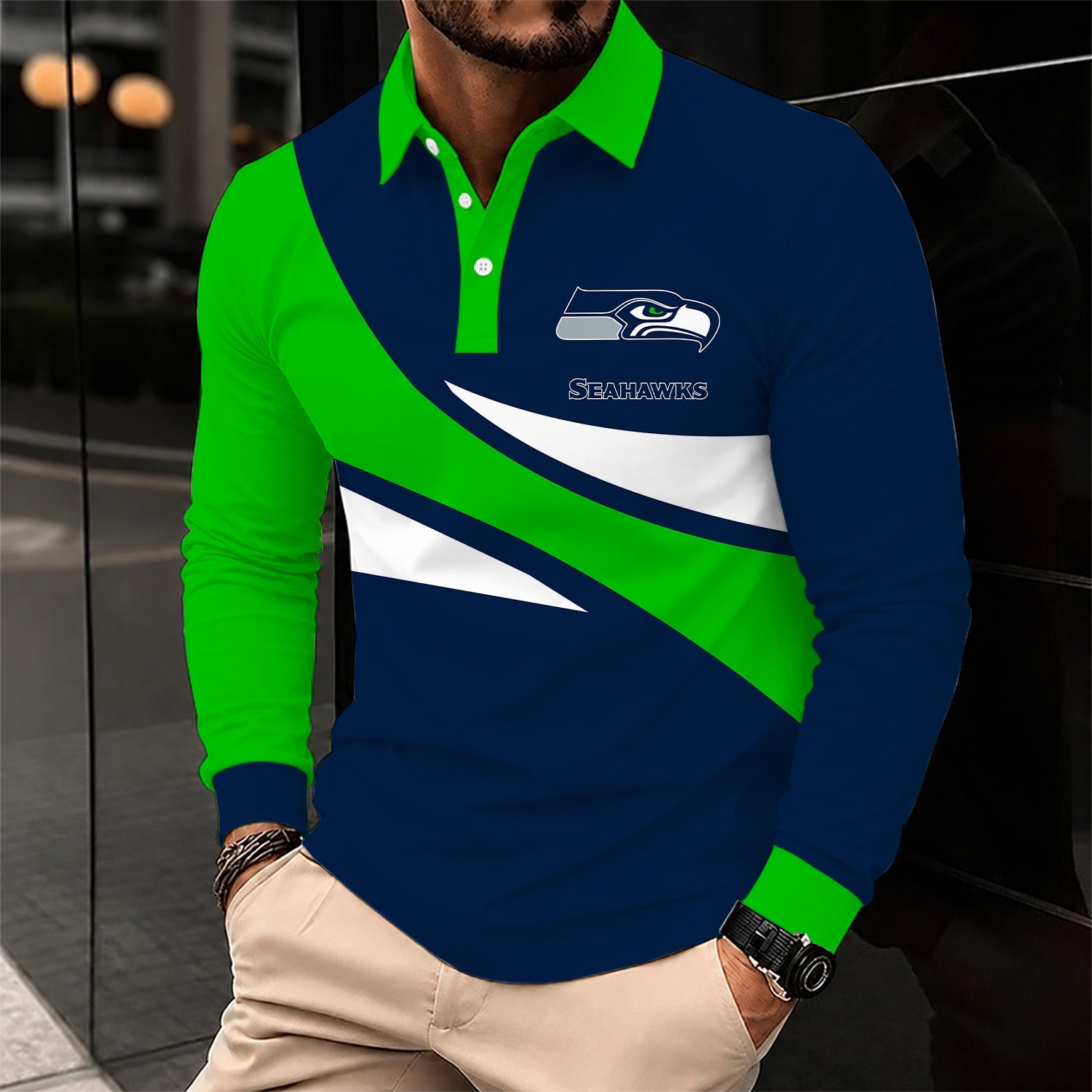Limited Edition – Customized NFL Seattle Seahawks Long Sleeve Polo Shirt
