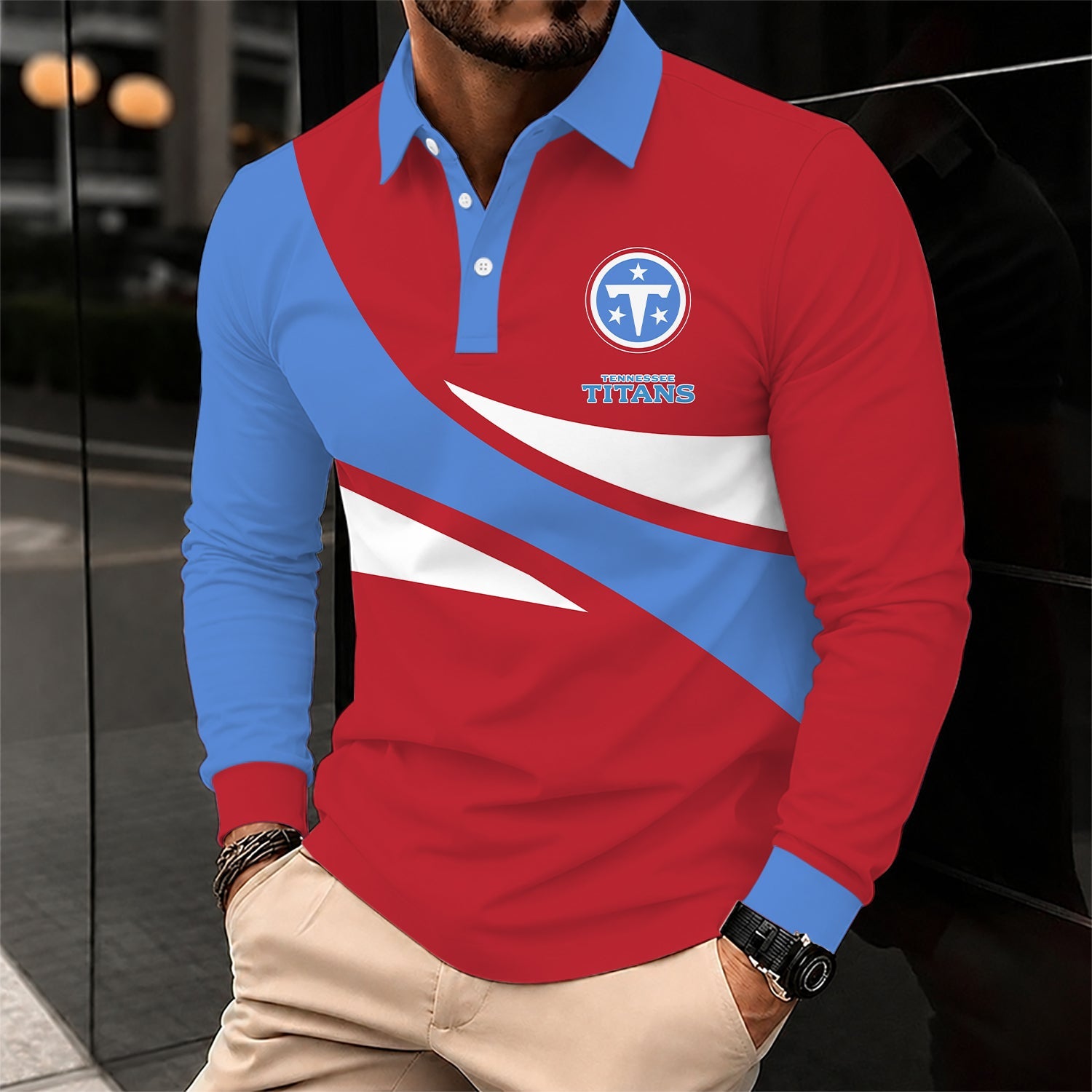 Limited Edition – Customized NFL Tennessee Titans Long Sleeve Polo Shirt