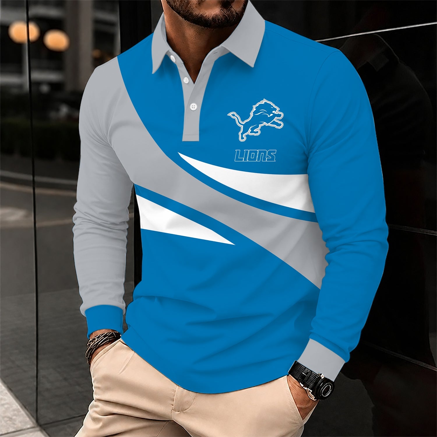 Limited Edition – Customized NFL Detroit Lions Long Sleeve Polo Shirt
