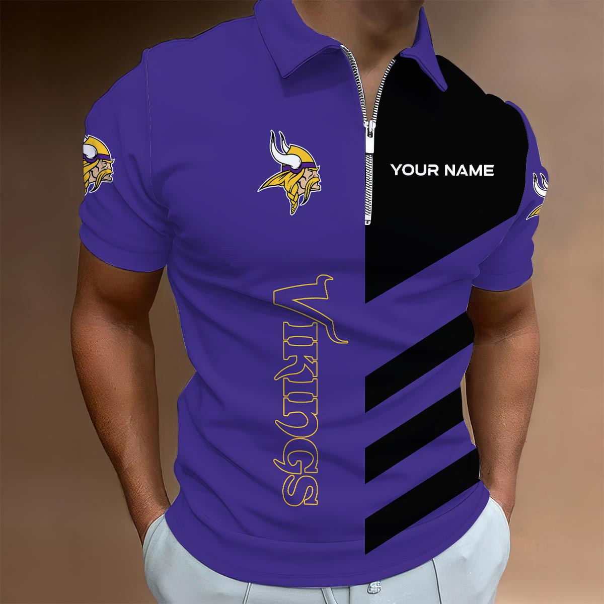 Limited Edition – Customized NFL Minnesota Vikings Zip Polo Shirt