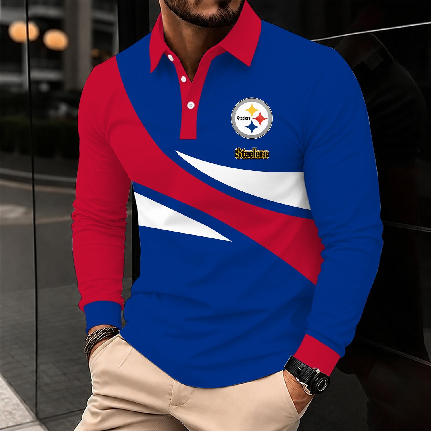 Limited Edition – Customized NFL Pittsburgh Steelers Long Sleeve Polo Shirt