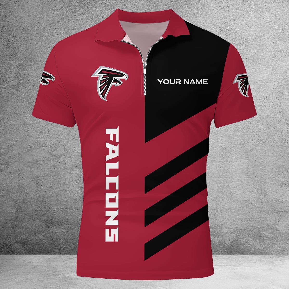 Limited Edition – Customized NFL Atlanta Falcons Zip Polo Shirt - Image 2