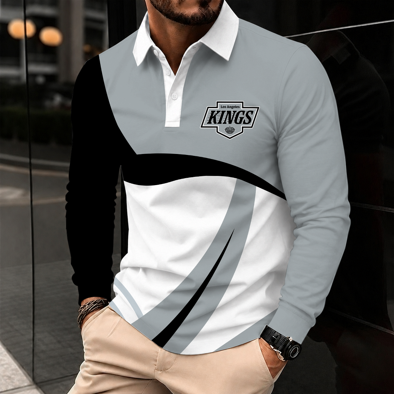 Limited Edition – Customized Nhl Los Angeles Kings Men Long Sleeve Polo Shirt