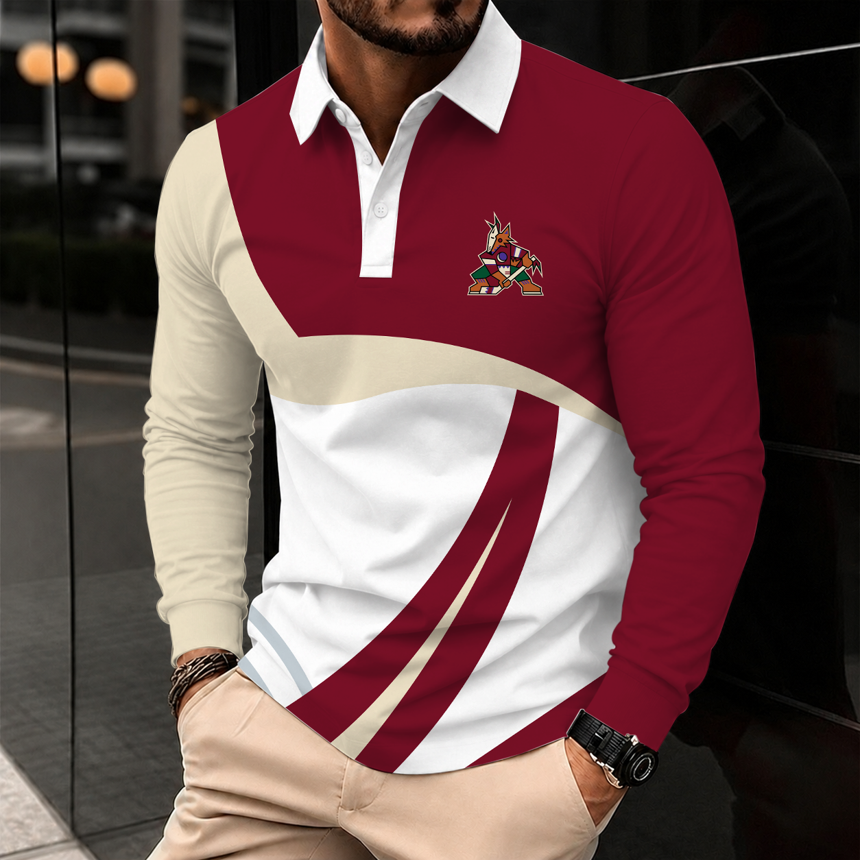 Limited Edition – Customized Nhl Arizona Coyotes Men Long Sleeve Polo Shirt