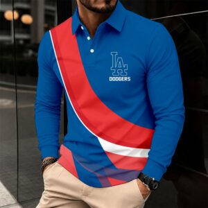 Limited Edition – Customized MLB Los Angeles Dodgers Men’s Long Sleeve Polo Shirt