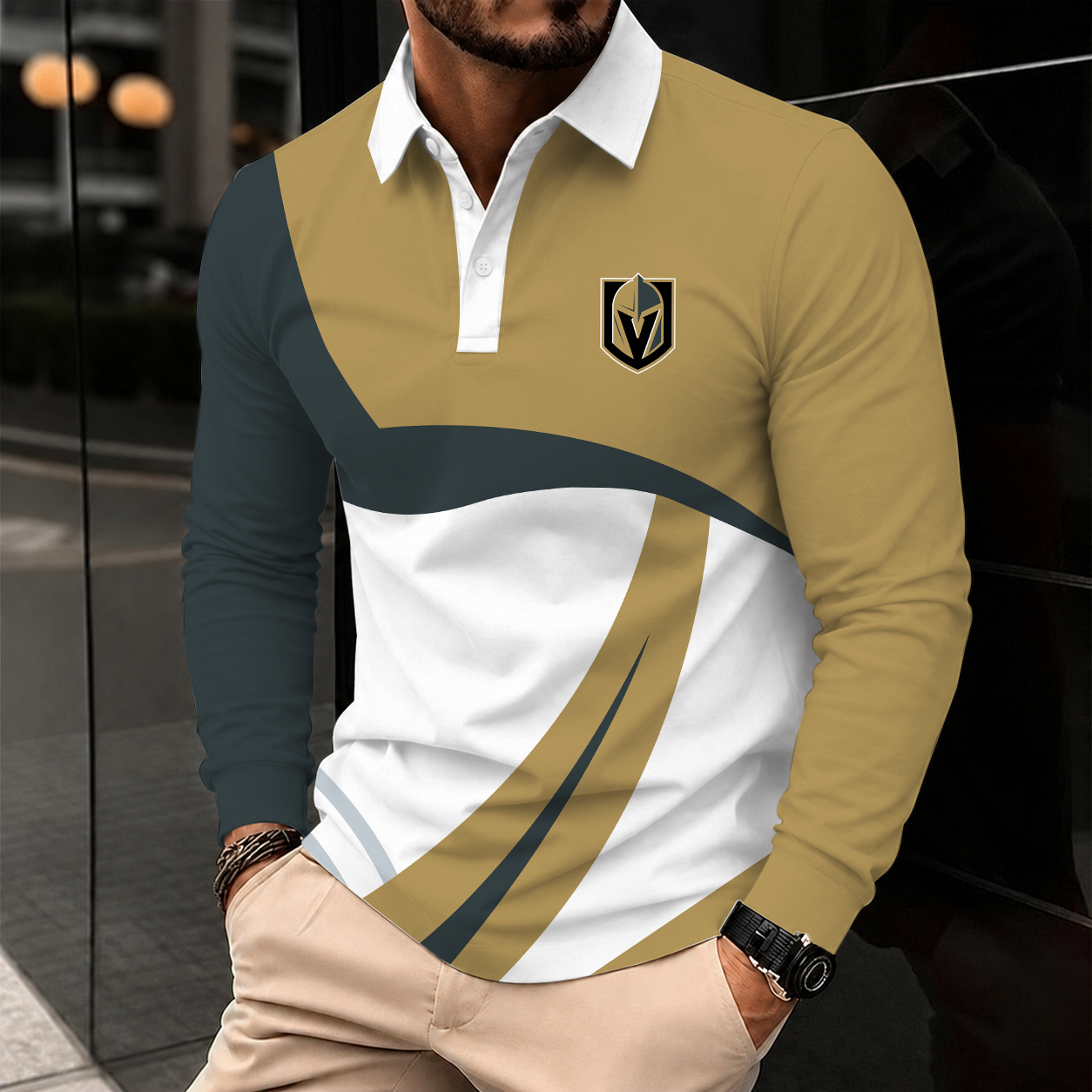 Limited Edition – Customized Nhl Vegas Golden Knights Men Long Sleeve Polo Shirt