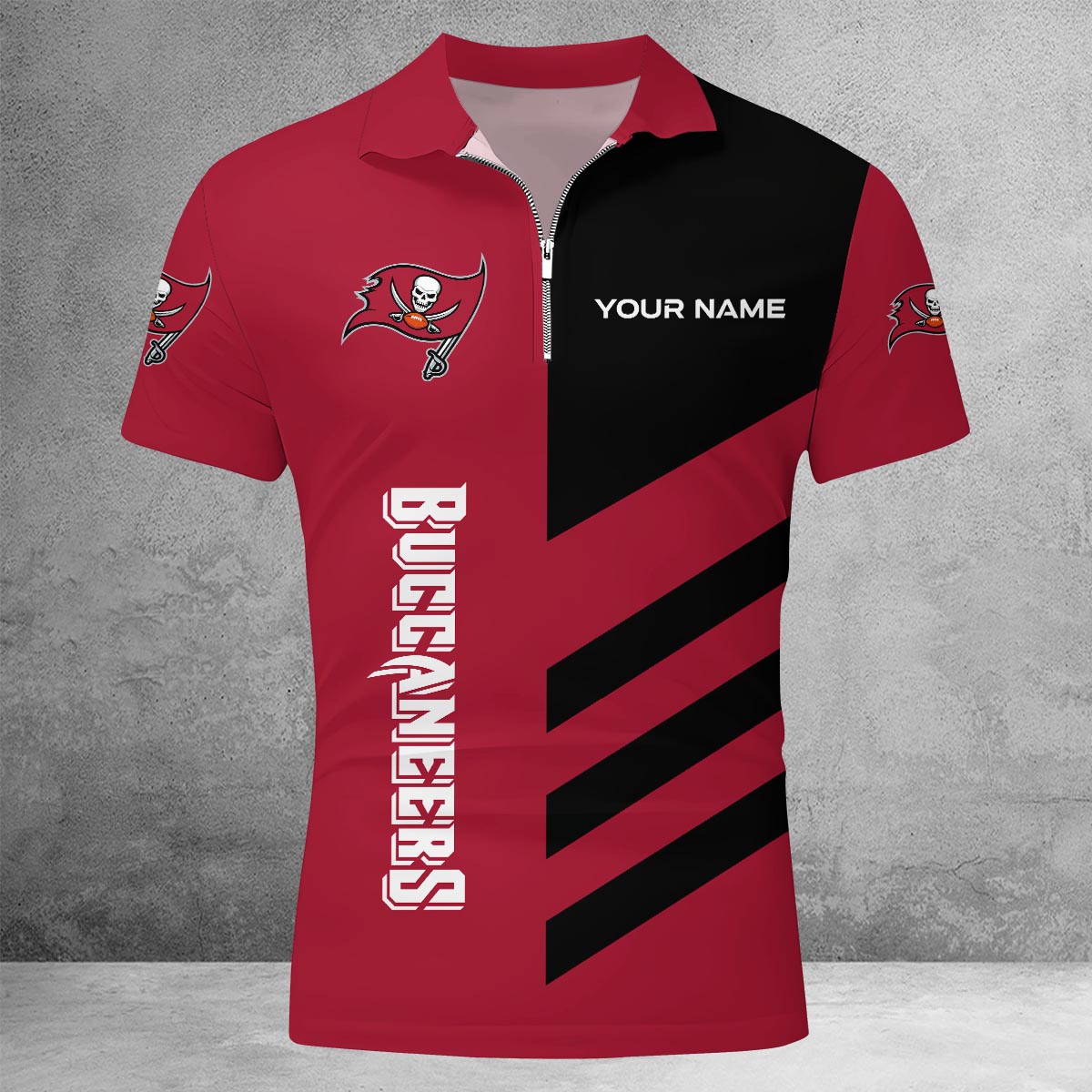 Limited Edition – Customized NFL Tampa Bay Buccaneers Zip Polo Shirt - Image 2