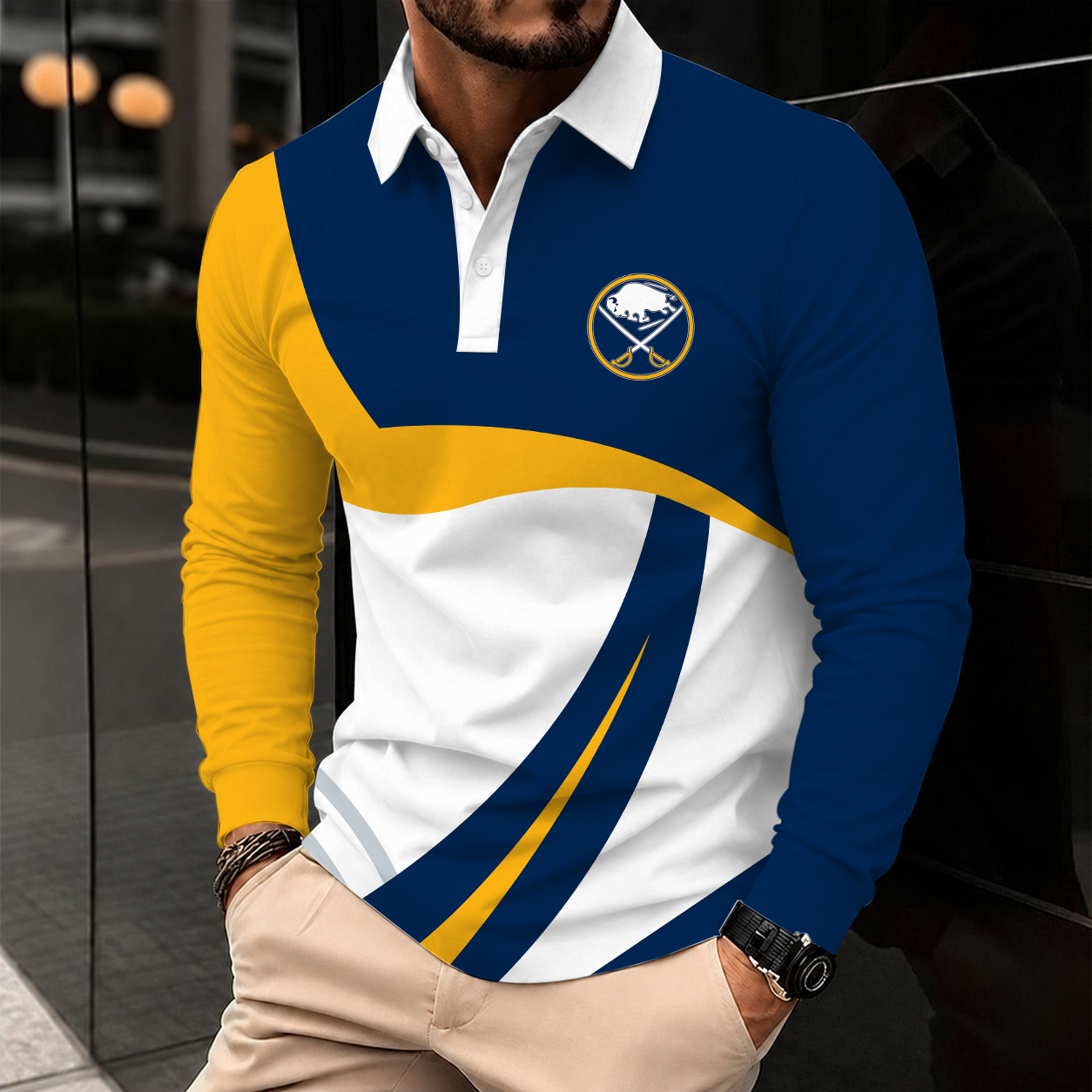 Limited Edition – Customized Nhl Buffalo Sabres Men Long Sleeve Polo Shirt