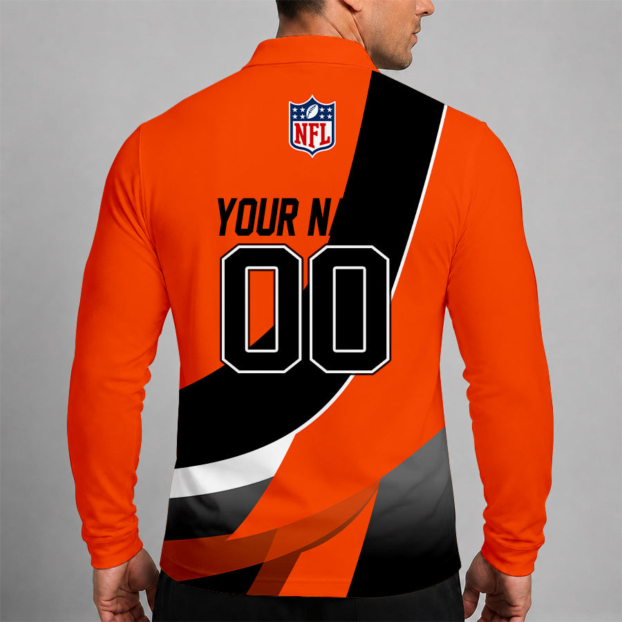 Limited Edition – Customized NFL Cincinnati Bengals Long Sleeve Polo Shirt - Image 2