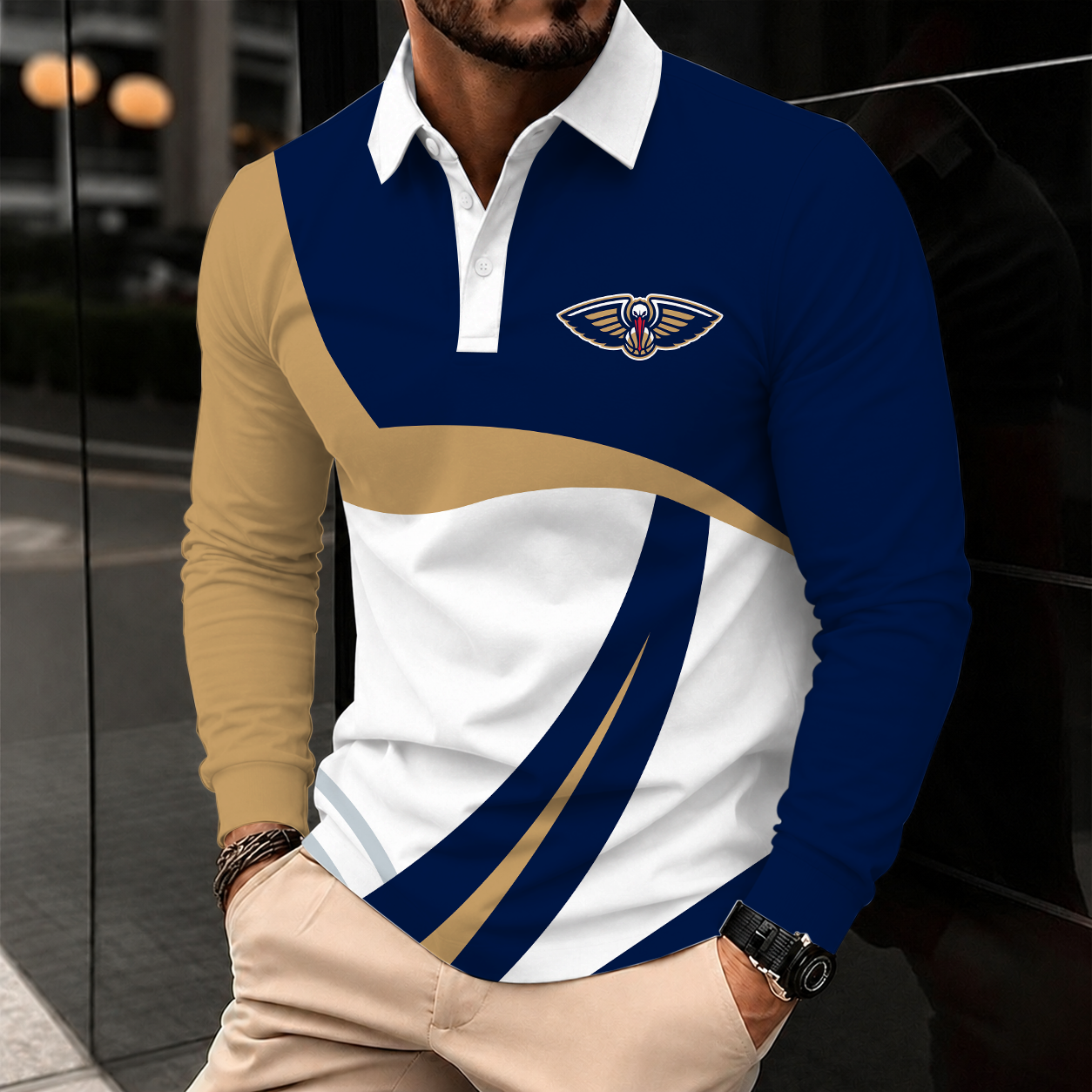 Limited Edition – Customized NBA New Orleans Pelicans Men Long Sleeve Polo Shirt