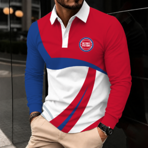Limited Edition – Customized NBA Detroit Pistons Men Long Sleeve Polo Shirt