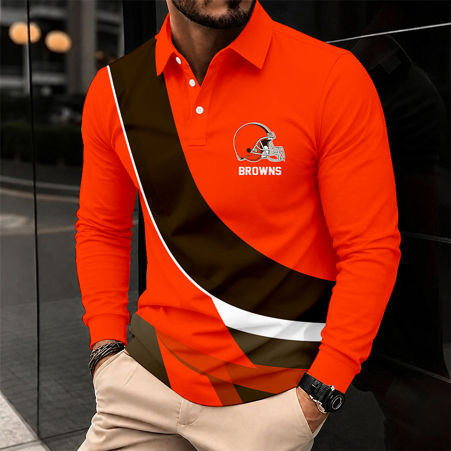 Limited Edition – Customized NFL Cleveland Brownslong Sleeve Polo Shirt