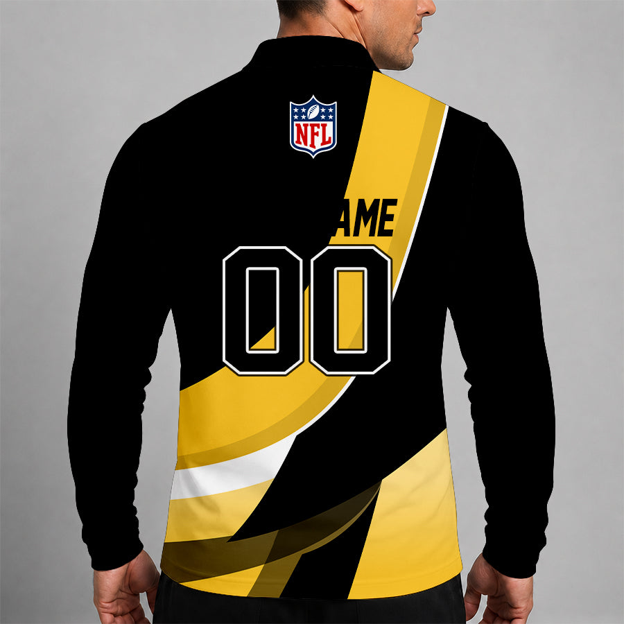Limited Edition – Customized NFL Pittsburgh Steelers Long Sleeve Polo Shirt - Image 2