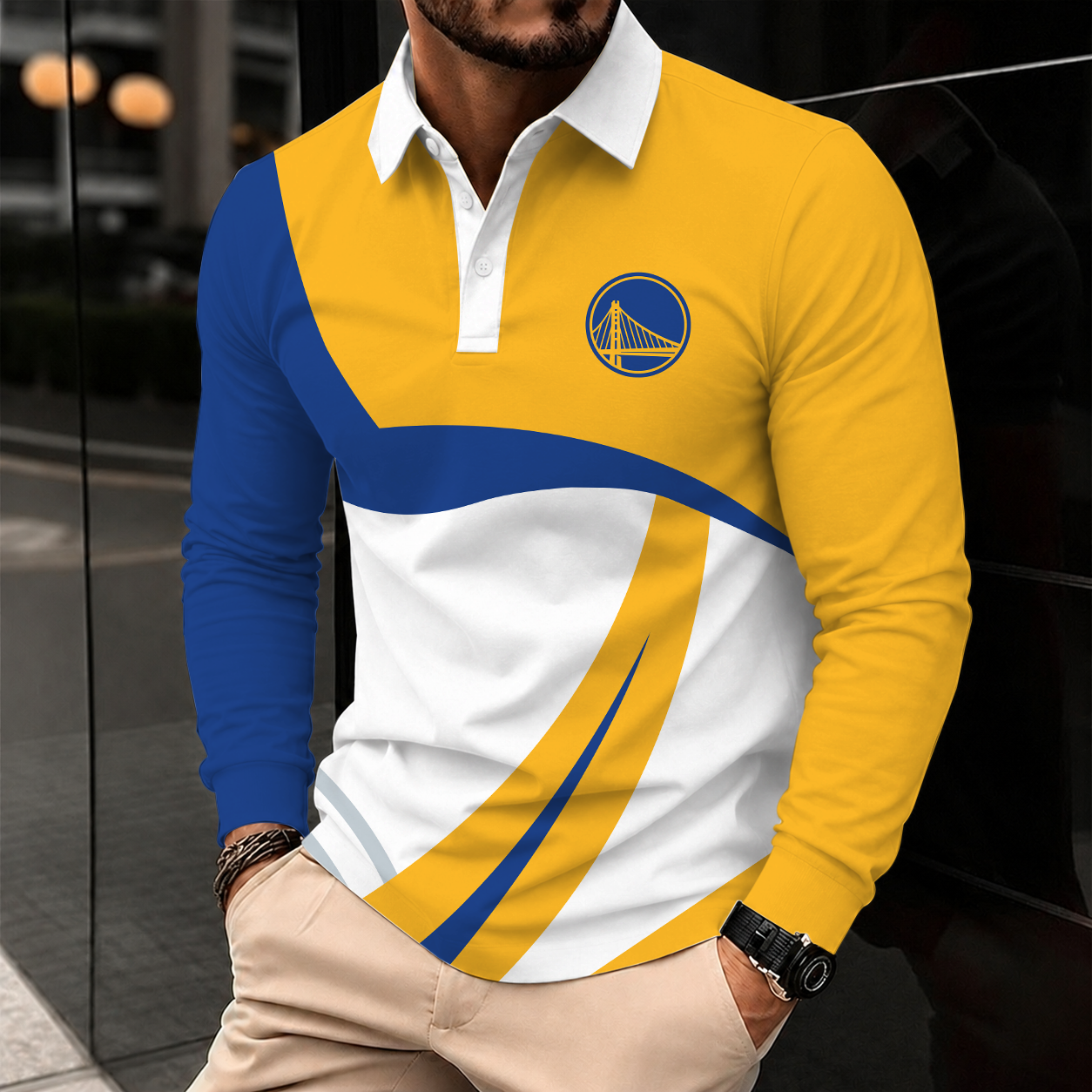 Limited Edition – Customized NBA Golden State Warriors Men Long Sleeve Polo Shirt