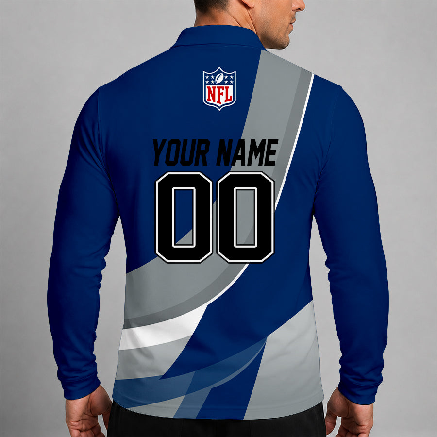 Limited Edition – Customized NFL Indianapolis Colts Long Sleeve Polo Shirt - Image 2