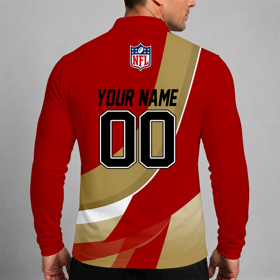 Limited Edition – Customized NFL San Francisco 49Ers Long Sleeve Polo Shirt - Image 2