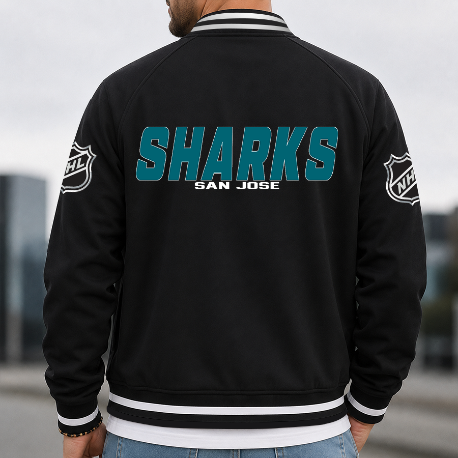 Limited Edition – Customized Nhl San Jose Sharks Multicolor Men’s Casual Jacket - Image 3