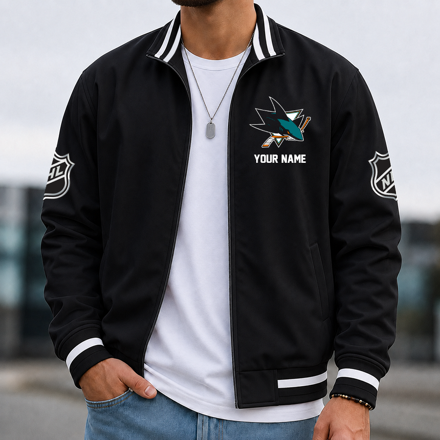 Limited Edition – Customized Nhl San Jose Sharks Multicolor Men’s Casual Jacket - Image 2