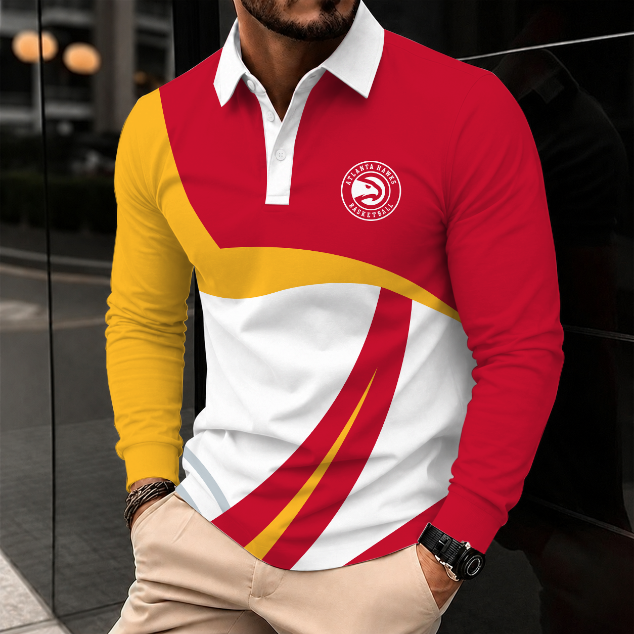 Limited Edition – Customized NBA Atlanta Hawks Men Long Sleeve Polo Shirt