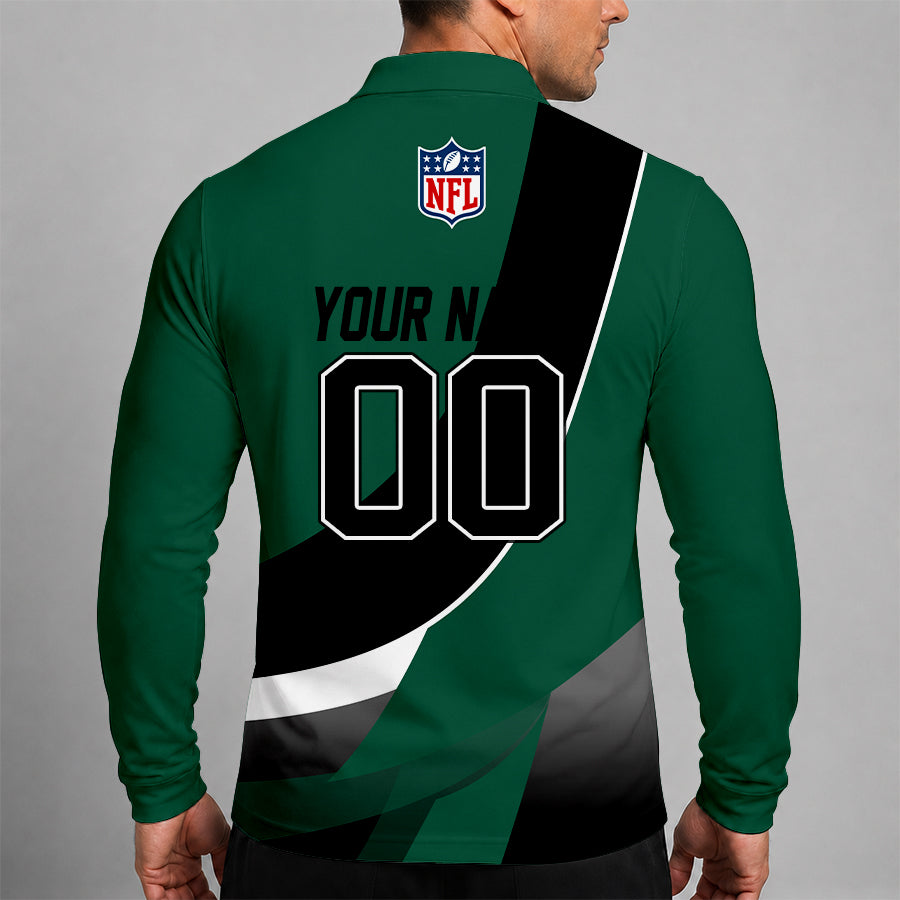 Limited Edition – Customized NFL New York Jets Long Sleeve Polo Shirt - Image 2