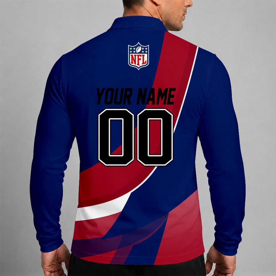 Limited Edition – Customized NFL New York Giants Long Sleeve Polo Shirt - Image 2