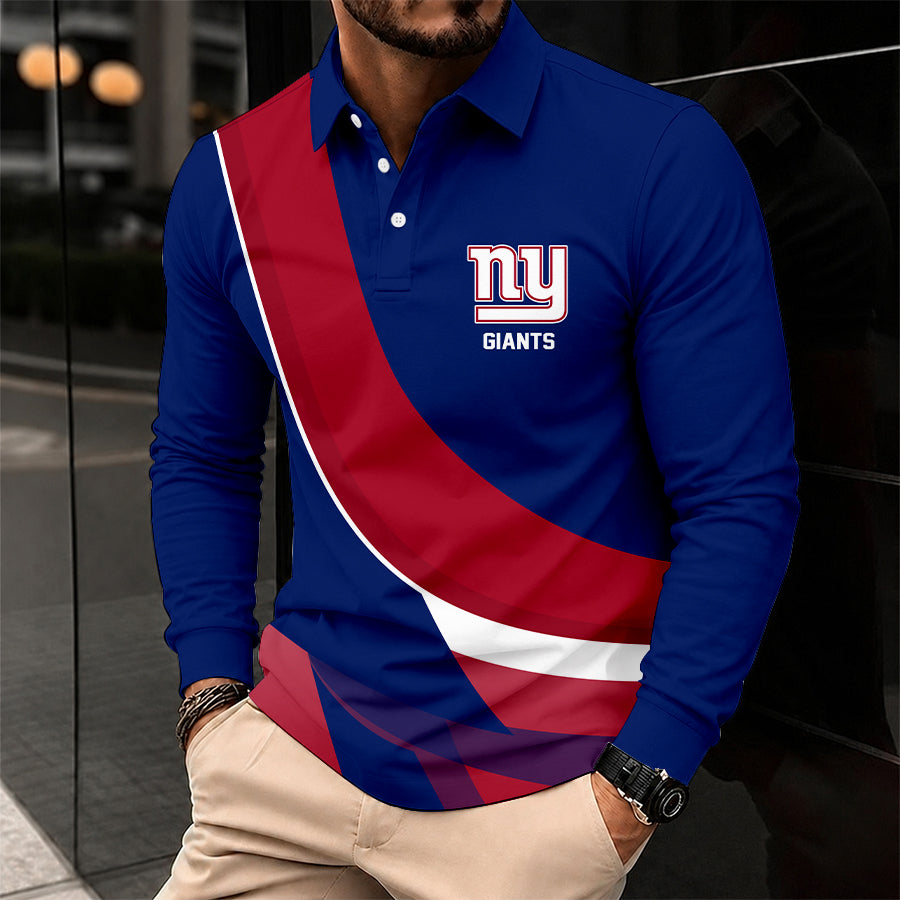 Limited Edition – Customized NFL New York Giants Long Sleeve Polo Shirt