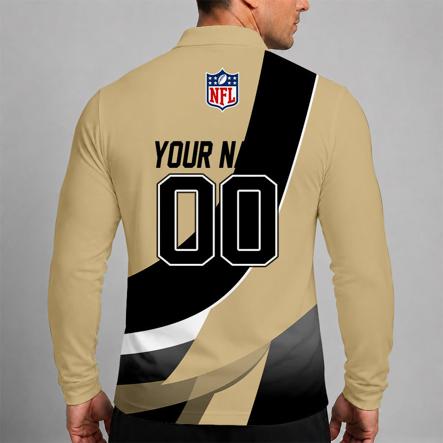 Limited Edition – Customized NFL New Orleans Saints Long Sleeve Polo Shirt - Image 2