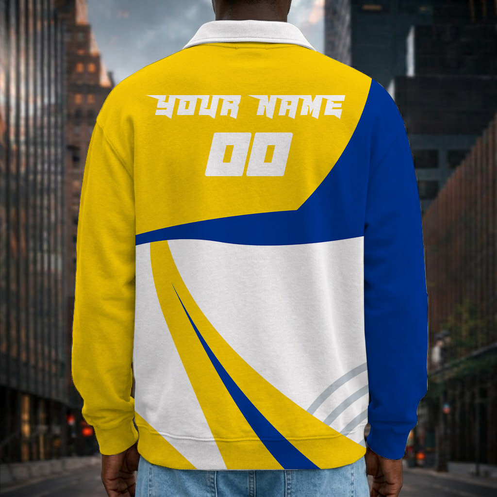Limited Edition – Customized NFL Los Angeles Rams Long Sleeve Polo Shirt - Image 2