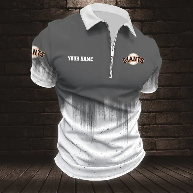 Limited Edition – Customized MLB San Francisco Giants Zip Polo Shirt - Image 3
