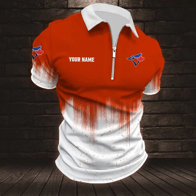 Limited Edition – Customized MLB Toronto Blue Jays Zip Polo Shirt - Image 5