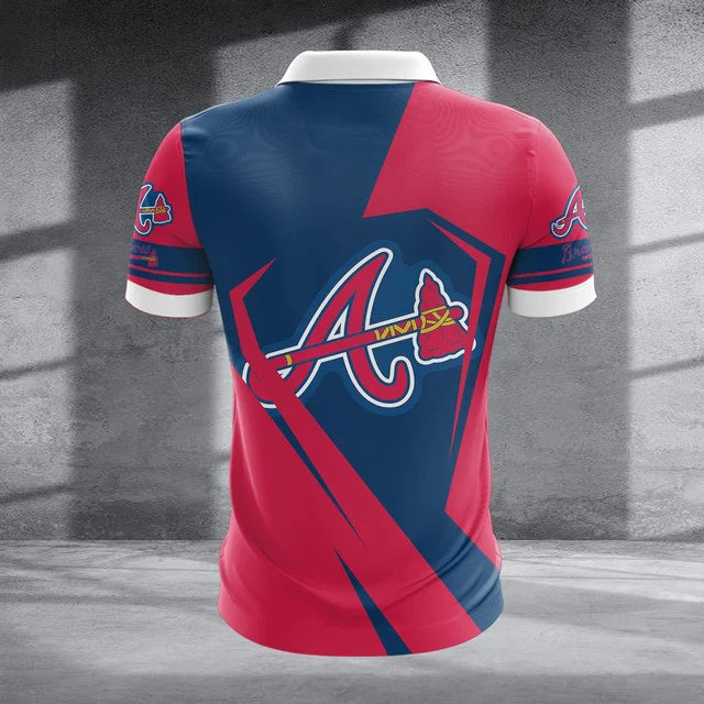 Limited Edition – Customized MLB Atlanta Braves Zip Polo Shirt - Image 2