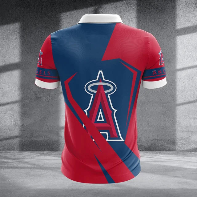 Limited Edition – Customized MLB Los Angeles Angels Zip Polo Shirt - Image 2