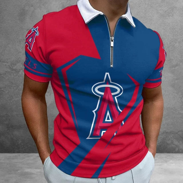 Limited Edition – Customized MLB Los Angeles Angels Zip Polo Shirt