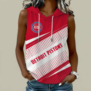 Limited Edition – Customized NBA Detroit Pistons Women’s Sleeveless Hooded Pocket Tank Top