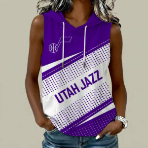 Limited Edition – Customized NBA Utah Jazz Women’s Sleeveless Hooded Pocket Tank Top