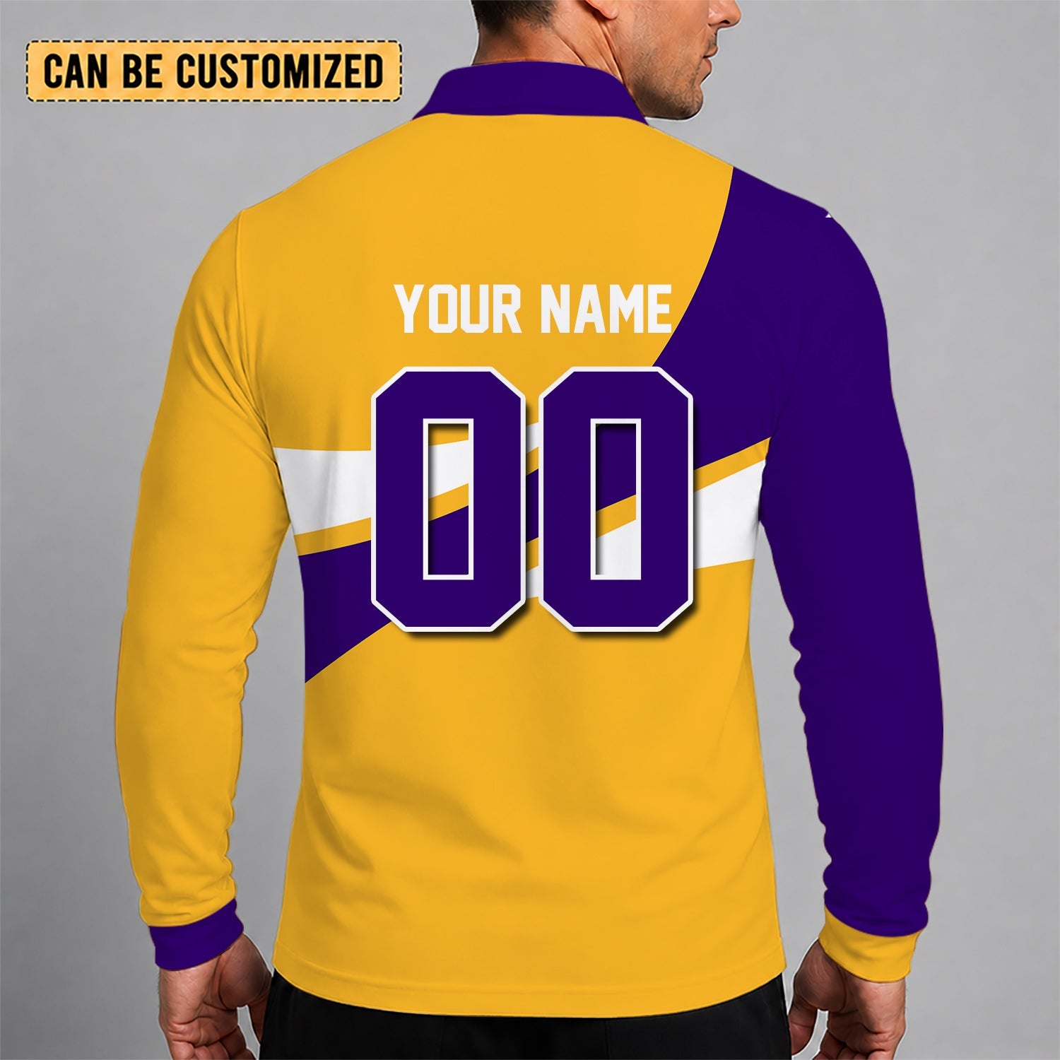 Limited Edition – Customized NBA Los Angeles Lakers Men Long Sleeve Polo Shirt - Image 2
